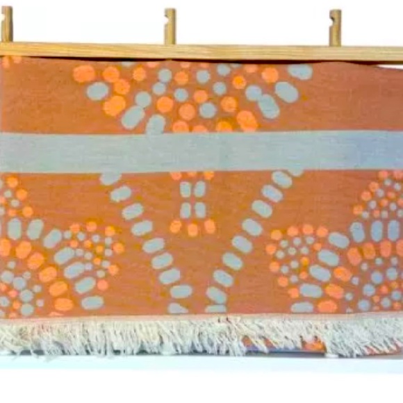 MOD Mandala Organic Blanket Loom Weave Tangerine Gray FLiPSiDE 2 Side 50x60 - Picture 14 of 14